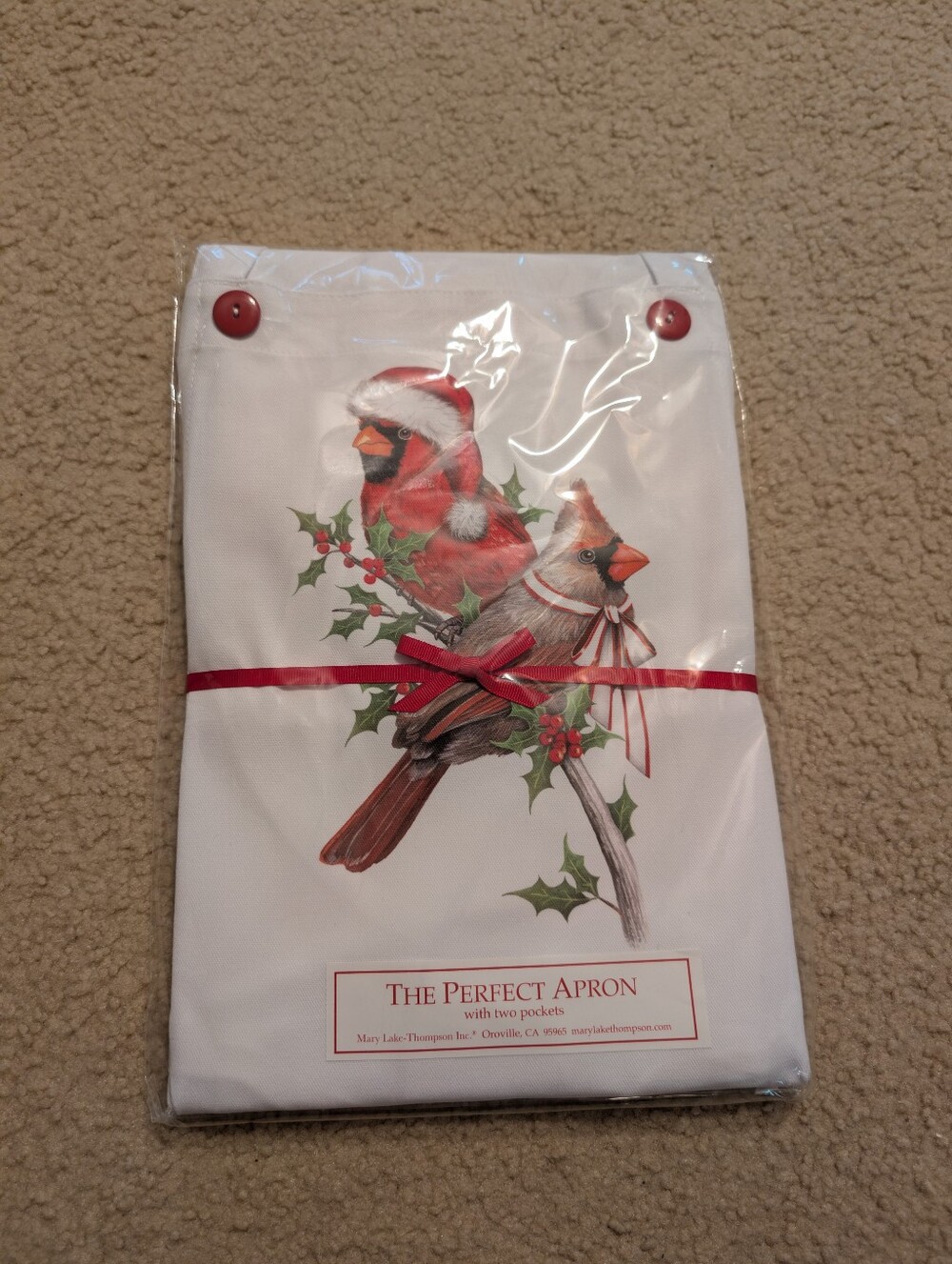 Mary Lake-Thompson Cardinal Apron in White with Red Accents